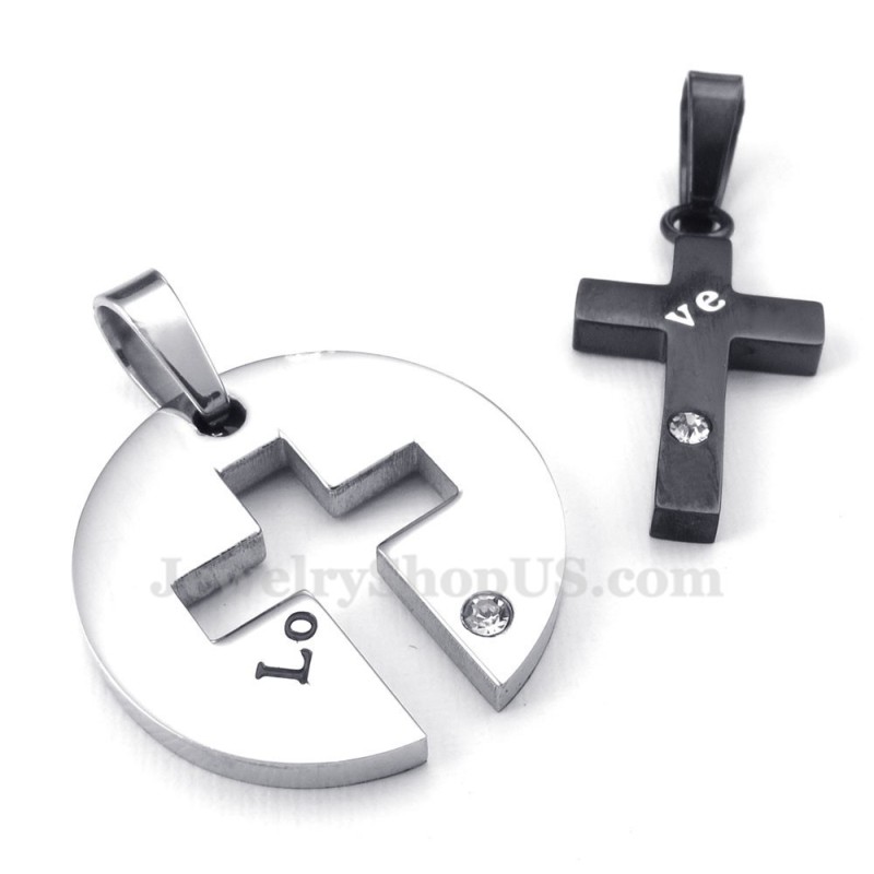 Titan-Halskette Mit Schwarzem Kreuzanhänger Für Paare (Kostenlose Kette) (Ein Paar) Titan-Halskette Mit Schwarzem Kreuzanhänger Für Paare (Kostenlose Kette) (Ein Paar)