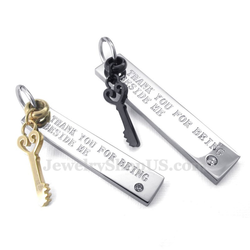 Halskette Mit Schlüsselanhänger Aus Titan Für Paare (Kostenlose Kette) (Ein Paar) Halskette Mit Schlüsselanhänger Aus Titan Für Paare (Kostenlose Kette) (Ein Paar)