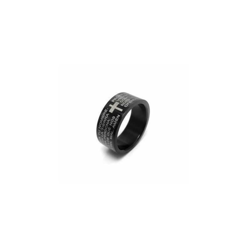 Bibelkreuz Herrenring Aus Schwarzem Titan, 6 Mm Bibelkreuz Herrenring Aus Schwarzem Titan, 6 Mm