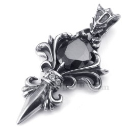 Halskette Mit Titan-Anhänger Und Schwarzem Zirkonia (Kostenlose Kette)