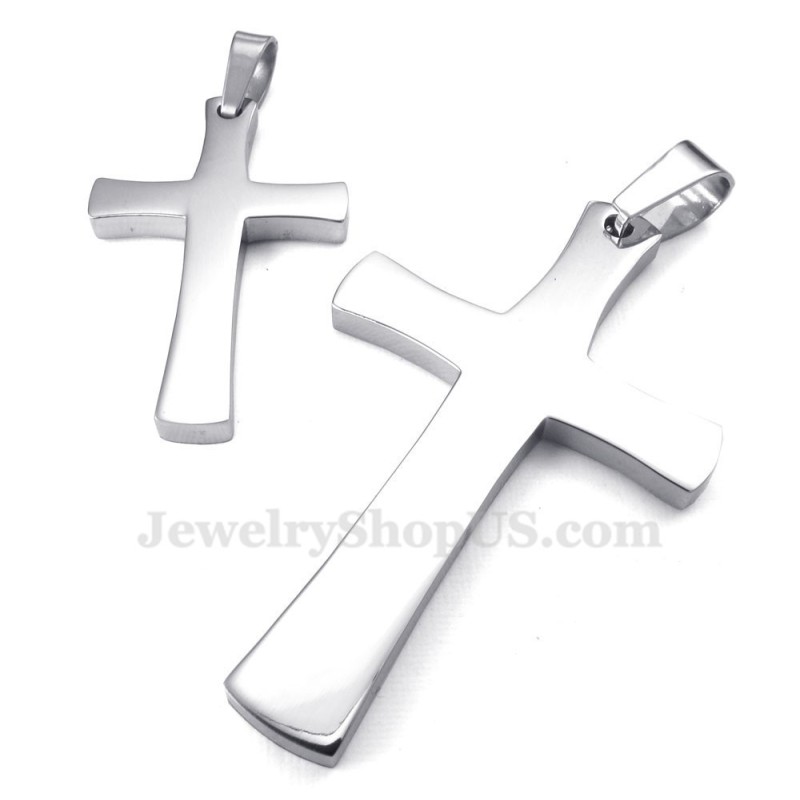 Silberne Halskette Mit Kreuzanhänger Für Paare Aus Titan (Kostenlose Kette) (Ein Paar) Silberne Halskette Mit Kreuzanhänger Für Paare Aus Titan (Kostenlose Kette) (Ein Paar)