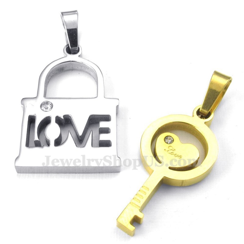Halskette Mit Schlüsselanhänger Für Paare Aus Titan Und Gold (Kostenlose Kette) (Ein Paar) Halskette Mit Schlüsselanhänger Für Paare Aus Titan Und Gold (Kostenlose Kette) (Ein Paar)