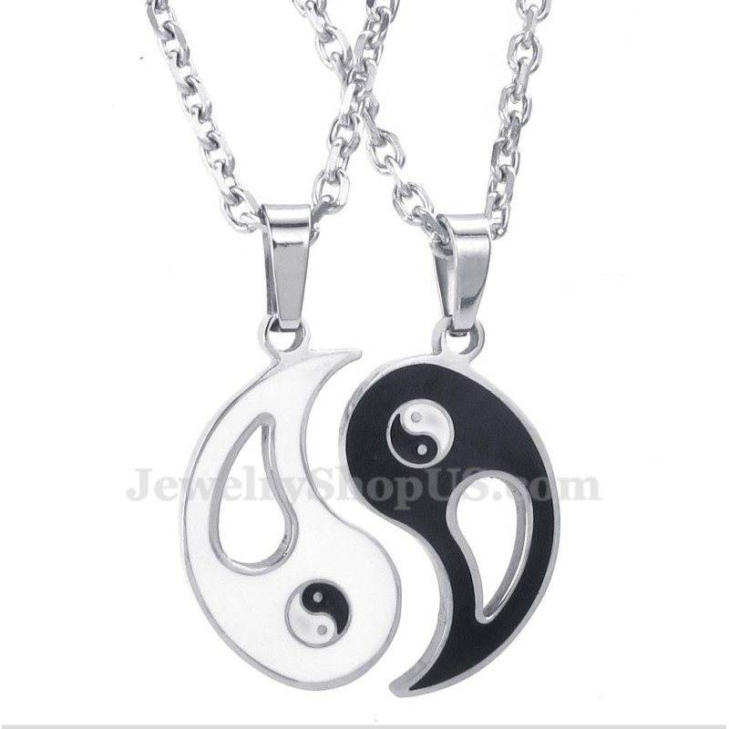 Titan-Halskette Mit Tai-Chi-Anhänger Für Paare (Kostenlose Kette) (Ein Paar) Titan-Halskette Mit Tai-Chi-Anhänger Für Paare (Kostenlose Kette) (Ein Paar)