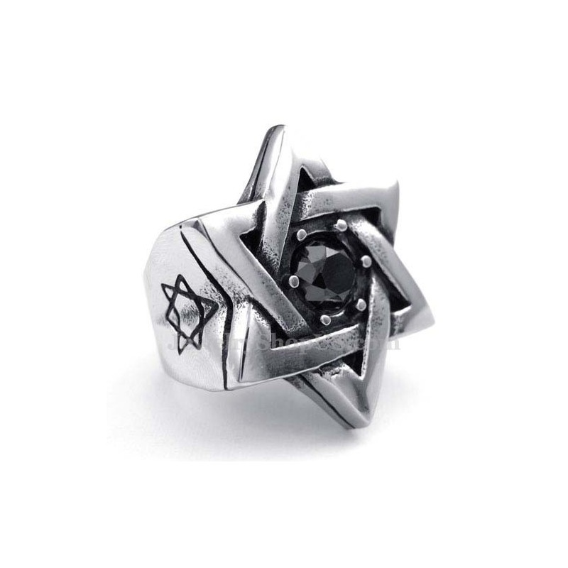 Titan-Glückssternring Mit Schwarzem Zirkon Titan-Glückssternring Mit Schwarzem Zirkon