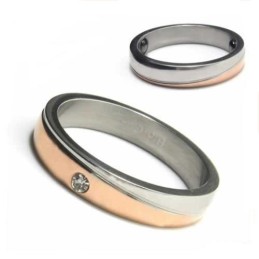 4 Mm Großer Court-Band-Ring Aus Titan Mit Diamanten Und Goldeinlage