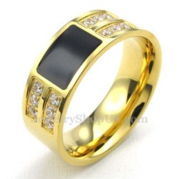 Goldener Titanring Mit Weißem Zirkon