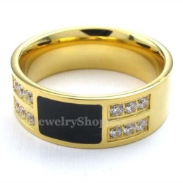 Goldener Titanring Mit Weißem Zirkon