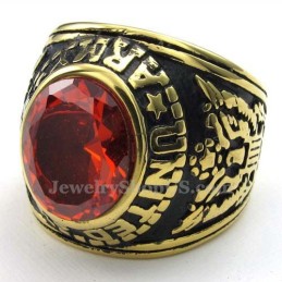 Goldener Titanring Mit Rotem Zirkon