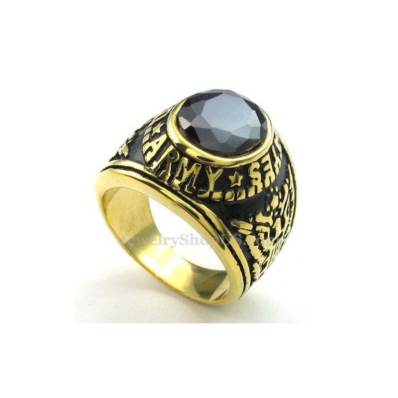 Goldener Titanring Mit Schwarzem Zirkon Goldener Titanring Mit Schwarzem Zirkon