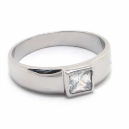 6 Mm Court-Band-Ring Aus Titan Mit Diamanteneinlage
