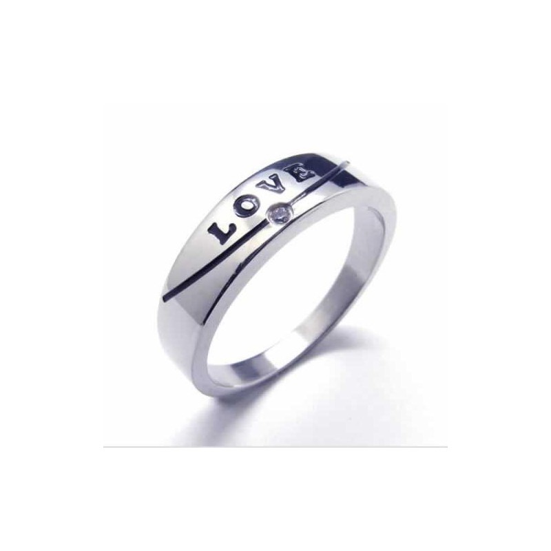 Love Diamantbesetzter 5-Mm-Court-Bandring Aus Titan Mit Intarsien Love Diamantbesetzter 5-Mm-Court-Bandring Aus Titan Mit Intarsien
