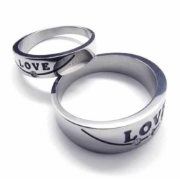 Love Diamantbesetzter 5-Mm-Court-Bandring Aus Titan Mit Intarsien