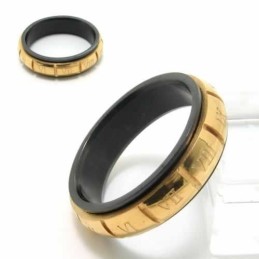 6 Mm Großer Court-Band-Ring Aus Schwarzem Titan Und Gold Mit Römischen Ziffern