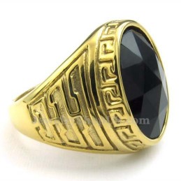 Herrenring Aus Goldenem Titan Mit Schwarzem Zirkon