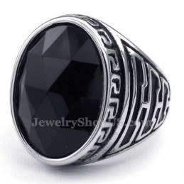 Herren Titanring Mit Schwarzem Zirkon