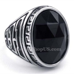 Herren Titanring Mit Schwarzem Zirkon