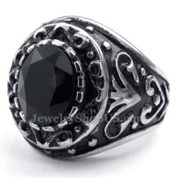 Herren Titanring Mit Schwarzem Zirkon