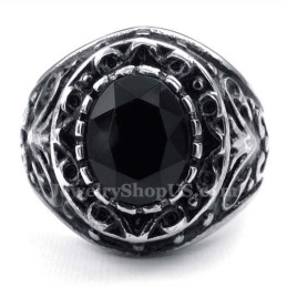 Herren Titanring Mit Schwarzem Zirkon