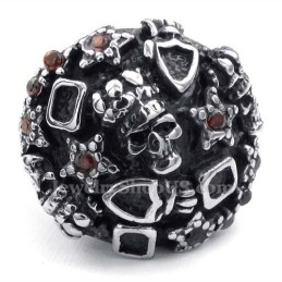 Titan-Totenkopfring Mit Rotem Zirkon