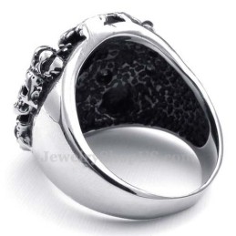 Titan-Totenkopfring Mit Rotem Zirkon