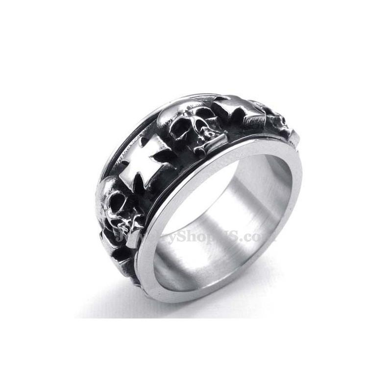 Titanring Mit Rundem Kreuz Und Totenkopf Titanring Mit Rundem Kreuz Und Totenkopf