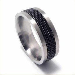 Meshed Herrenring Aus Schwarzem Titan, 7 Mm