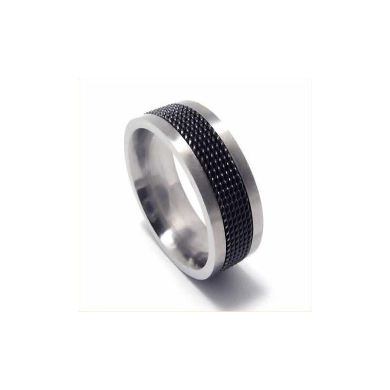 Meshed Herrenring Aus Schwarzem Titan, 7 Mm Meshed Herrenring Aus Schwarzem Titan, 7 Mm
