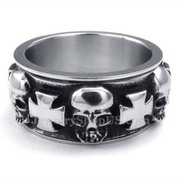 Titanring Mit Rundem Kreuz Und Totenkopf