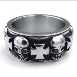 Titanring Mit Rundem Kreuz Und Totenkopf