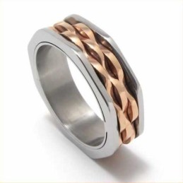 7 Mm Unisex-Wellenring Aus Titan Und Gold