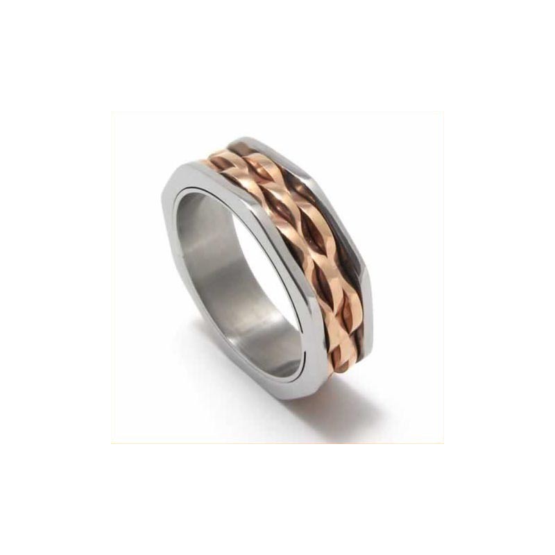 7 Mm Unisex-Wellenring Aus Titan Und Gold 7 Mm Unisex-Wellenring Aus Titan Und Gold