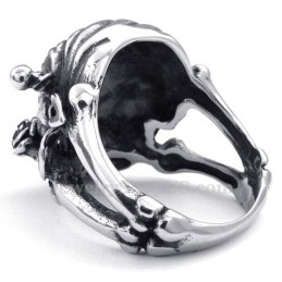 Titan-Totenkopfring Mit Rotem Zirkonauge