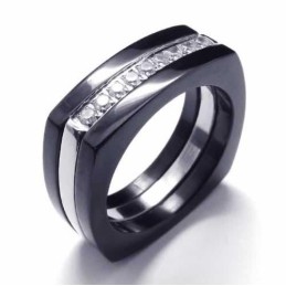 8 Mm Diamant Unisex Schwarzer Titan-Bandring
