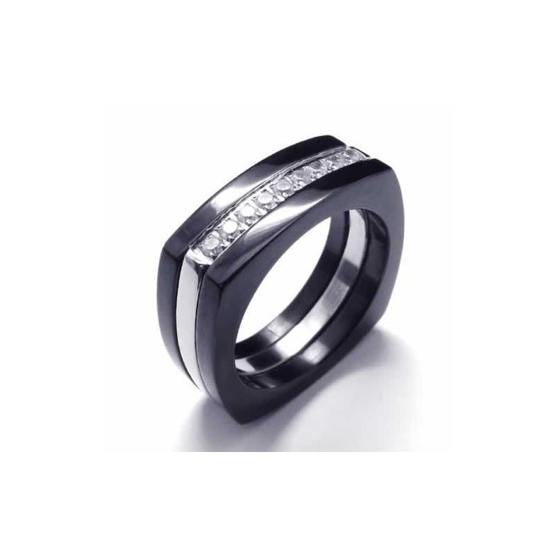 8 Mm Diamant Unisex Schwarzer Titan-Bandring 8 Mm Diamant Unisex Schwarzer Titan-Bandring