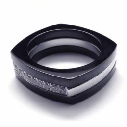 8 Mm Diamant Unisex Schwarzer Titan-Bandring