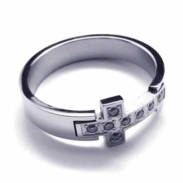 8 Mm Kreuzdiamant-Unisex-Bandring Aus Titan