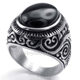 Titanring Mit Schwarzem Zierstein