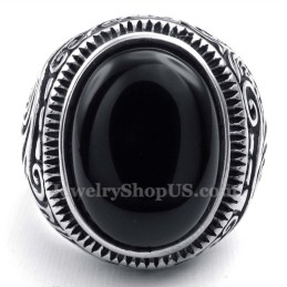 Titanring Mit Schwarzem Zierstein