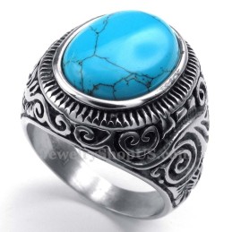 Titanring Mit Blauem Zierstein