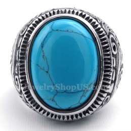 Titanring Mit Blauem Zierstein