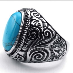 Titanring Mit Blauem Zierstein