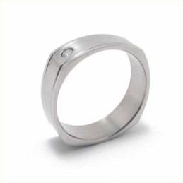 6 Mm Court-Band-Ring Aus Titan Mit Diamanteneinlage