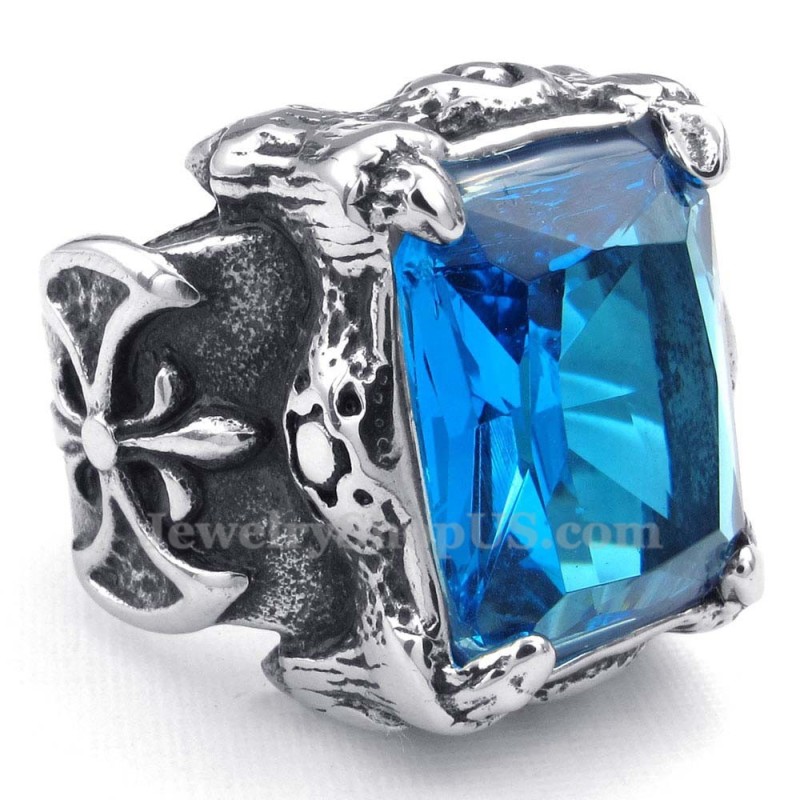 Titanring Mit Blauem Zirkon Titanring Mit Blauem Zirkon