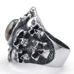Titan-Totenkopfring Mit Rotem Zirkon