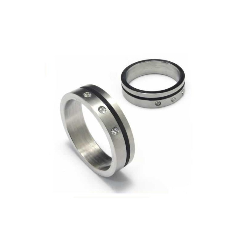 Diamantbesetzter 5-Mm-Bandring Aus Titan Und Schwarzem Emaille Diamantbesetzter 5-Mm-Bandring Aus Titan Und Schwarzem Emaille