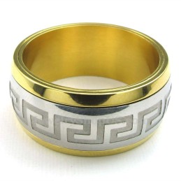 Ring Mit Chinesischem Mauermuster Aus Titan In Gold Und Silber