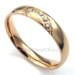 Goldener Titan-Herzring Mit Weißem Zirkon