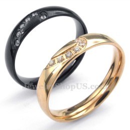 Goldener Titan-Herzring Mit Weißem Zirkon