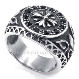 Titanring Mit Schwarzem Strass