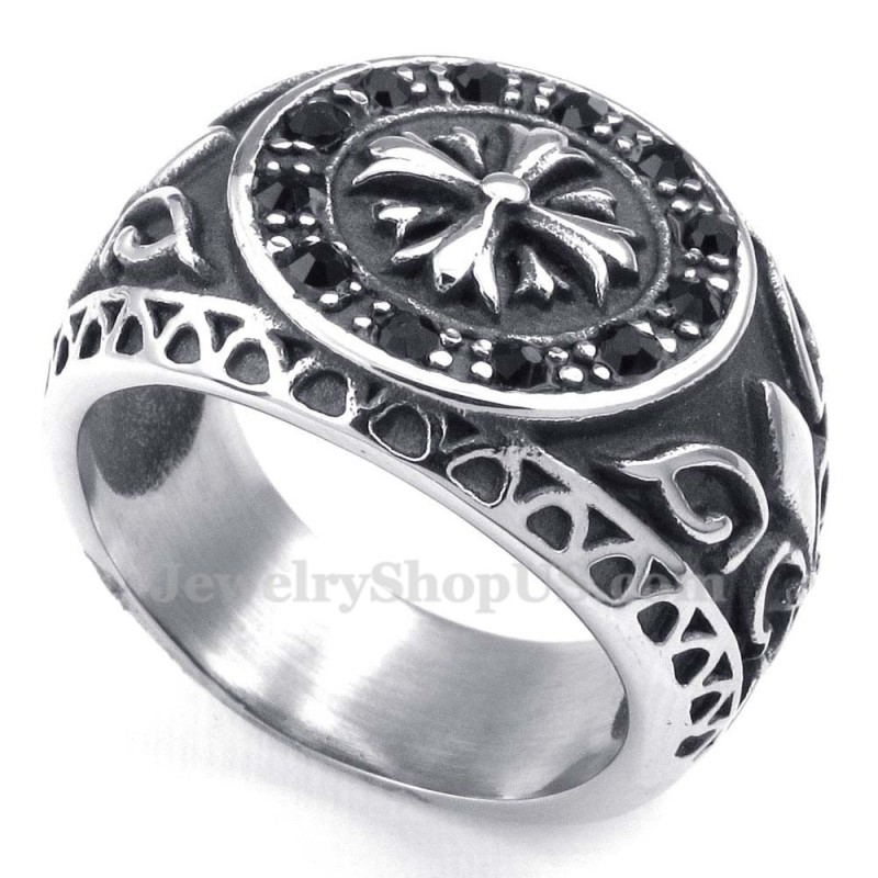 Titanring Mit Schwarzem Strass Titanring Mit Schwarzem Strass